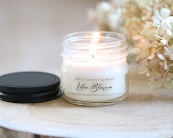 4 oz. Spring Summer Scented Candle, Natural Soy Candle, Farmhouse Candle, Spring Candle, Gift For Her, White Candle, Summer Scented Candle