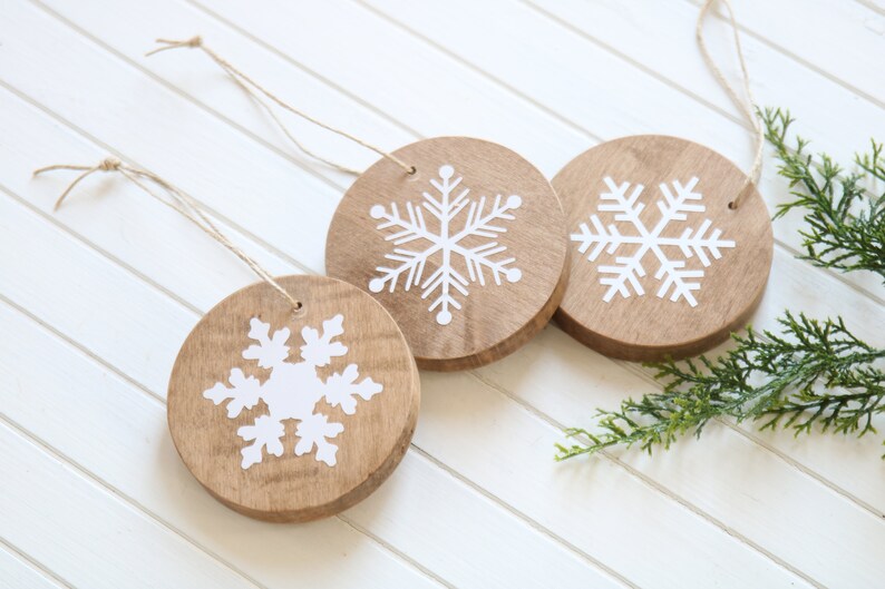 Wood Ornaments, Set of 3, Christmas Ornament, Farmhouse Ornament, Natural Wood Ornament, Tree Ornament, Christmas Tree Decor, Christmas Gift image 9