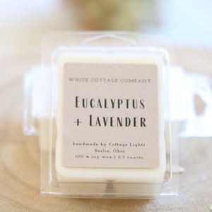 Hand Poured Soy Melts, Farmhouse Wax Melt, Mother's Day Gift, Gift For Her, White Candle, Scented Wax Melt, Women's Gift, Gift For Mom Eucalyptus Lavender