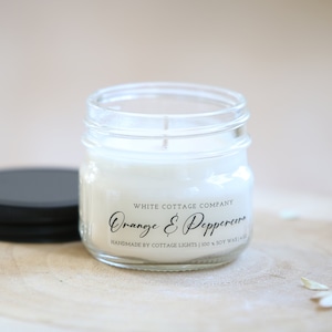 4 oz. Soy Candle, Hand Poured Candle, Soy Candle, Farmhouse Candle, Gift For Her, White Candle, Scented Candle, Women's Gift, Gift For Mom Orange & Peppercorn