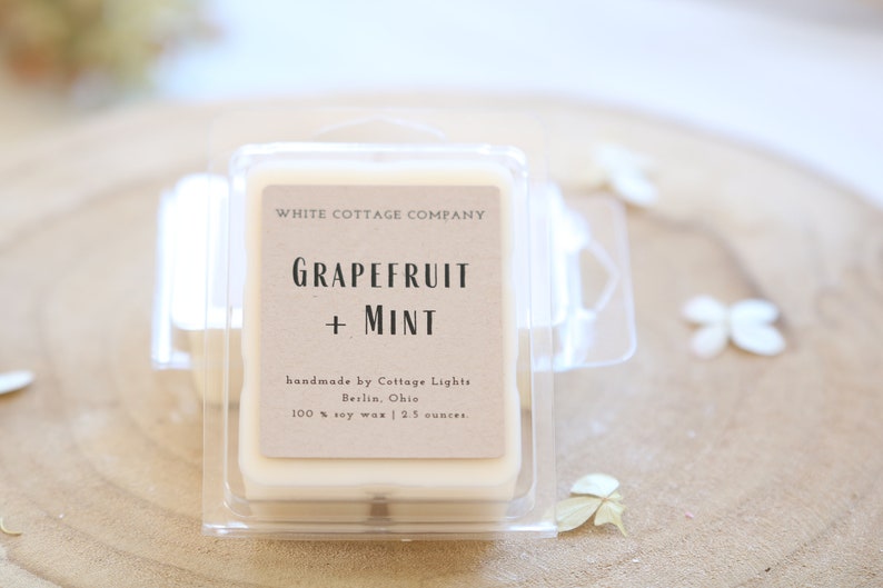 Hand Poured Soy Melts, Farmhouse Wax Melt, Mother's Day Gift, Gift For Her, White Candle, Scented Wax Melt, Women's Gift, Gift For Mom Grapefruit + Mint