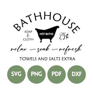 Bathhouse SVG, enseigne de salle de bain, style ferme SVG, signe pour salle de bain, SVG pour salle de bain, enseigne numérique de salle de bain, ferme en téléchargement numérique