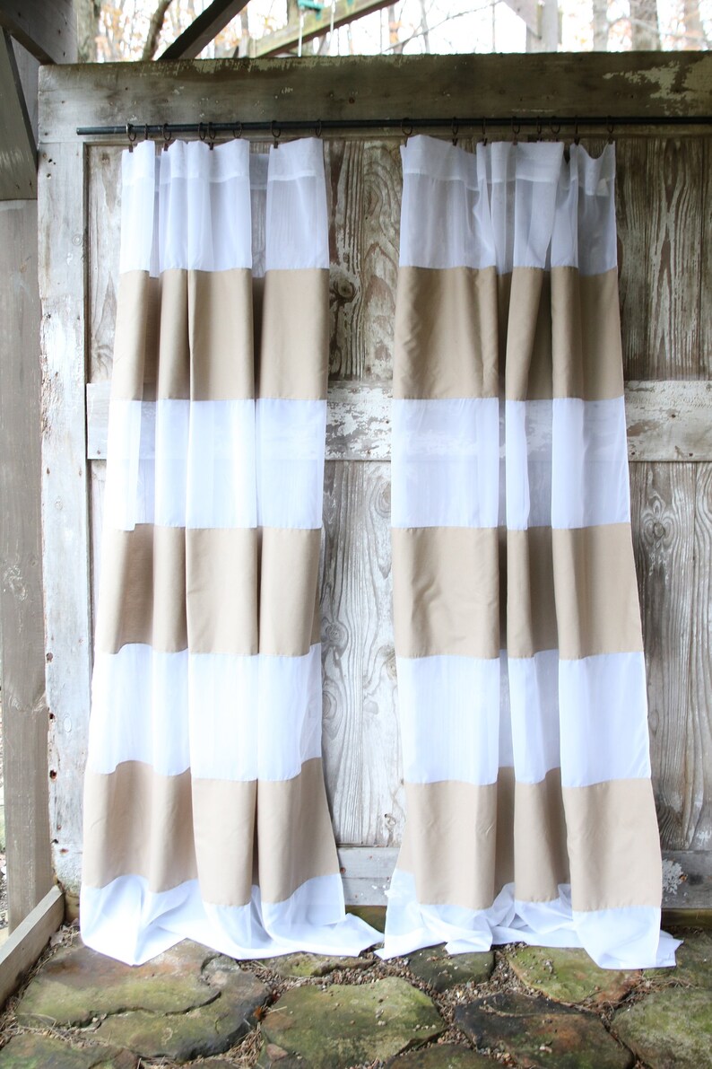 Farmhouse Curtain White Curtain Sheer Curtain Panel Two Tone Curtain Window Curtain Farmhouse Window Curtain Curtain Panel Sheer Panel