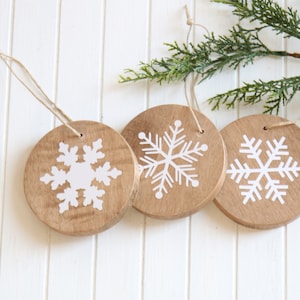 Wood Ornaments, Set of 3, Christmas Ornament, Farmhouse Ornament, Natural Wood Ornament, Tree Ornament, Christmas Tree Decor, Christmas Gift image 1