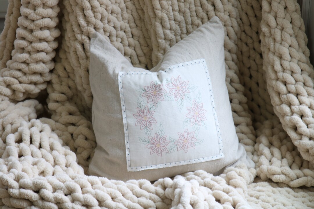 Neutral Christmas Pillow Cover, Farmhouse Pillow Cover, 20x20 Pillow
