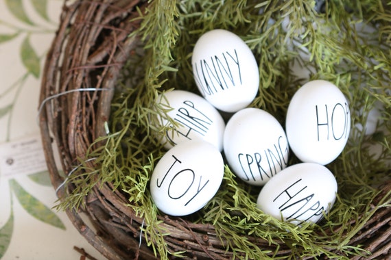 Set of 6 Wooden Eggs, Painted Wooden Eggs, Wooden Easter Eggs, Easter Egg  Decor, Farmhouse Decor, Wooden Egg Decor, Easter Egg, Mantel Decor 