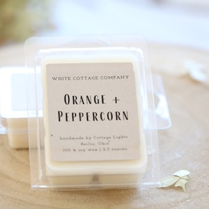 Hand Poured Soy Melts, Farmhouse Wax Melt, Mother's Day Gift, Gift For Her, White Candle, Scented Wax Melt, Women's Gift, Gift For Mom Orange + Peppercorn