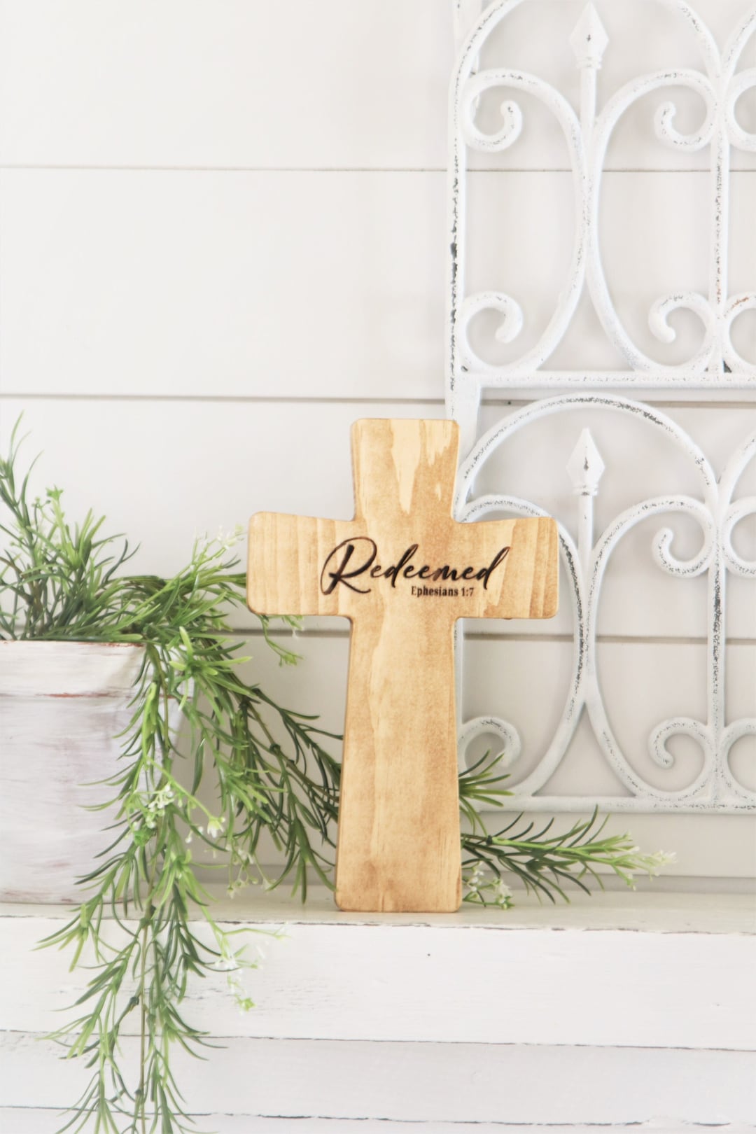 Wooden Cross, Stained Wooden Cross, Wooden Easter Cross, Easter Decor