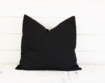 Black Pillow Cover, 20 x 20 Pillow Cover, Black Pillow, Farmhouse Pillow, Cushion Cover, Living Room Decor, Throw Pillow, Farmhouse Cushion