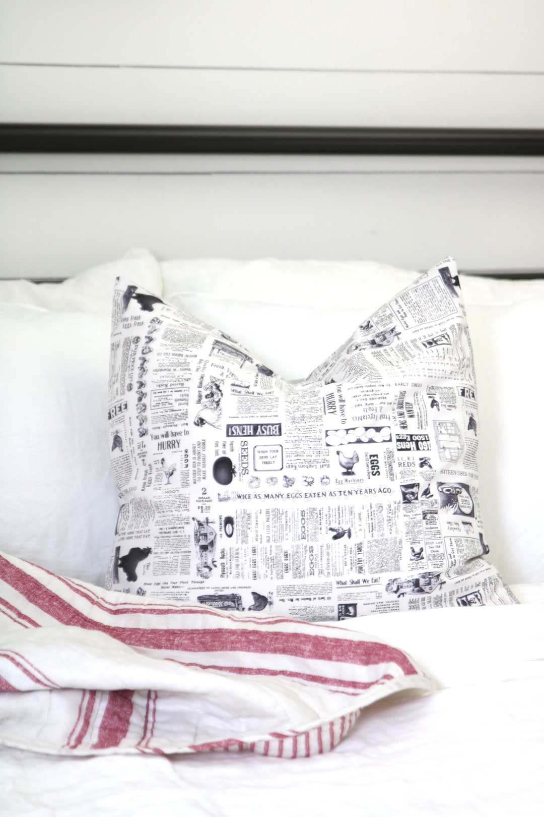 Chicken Farmer Pillow, Hen Pillow Cover, 20x20 Pillow Cover, Neutral