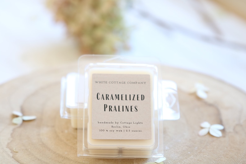 Hand Poured Soy Melts, Farmhouse Wax Melt, Mother's Day Gift, Gift For Her, White Candle, Scented Wax Melt, Women's Gift, Gift For Mom Caramelized Pralines