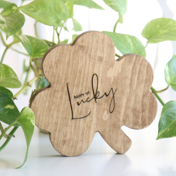 Wooden Shamrock, St. Patrick's Day Decor, Spring Decor, Small Candle Holder, Fireplace Mantle Decor, Decor With Words, Handmade Wood Gifts