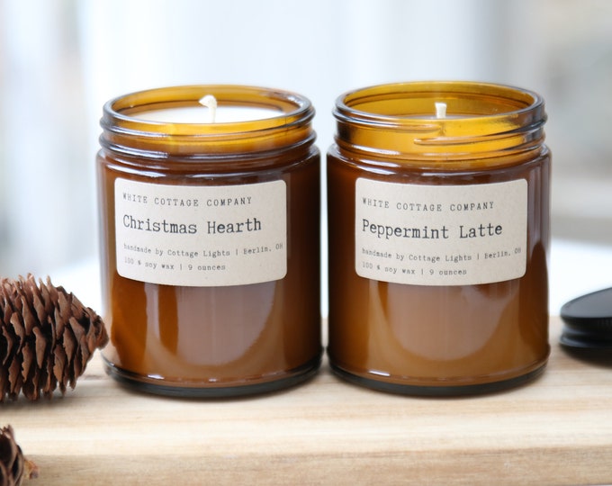 9 Oz. Amber Candle, Hand Poured Candle, Soy Candle, Farmhouse Candle