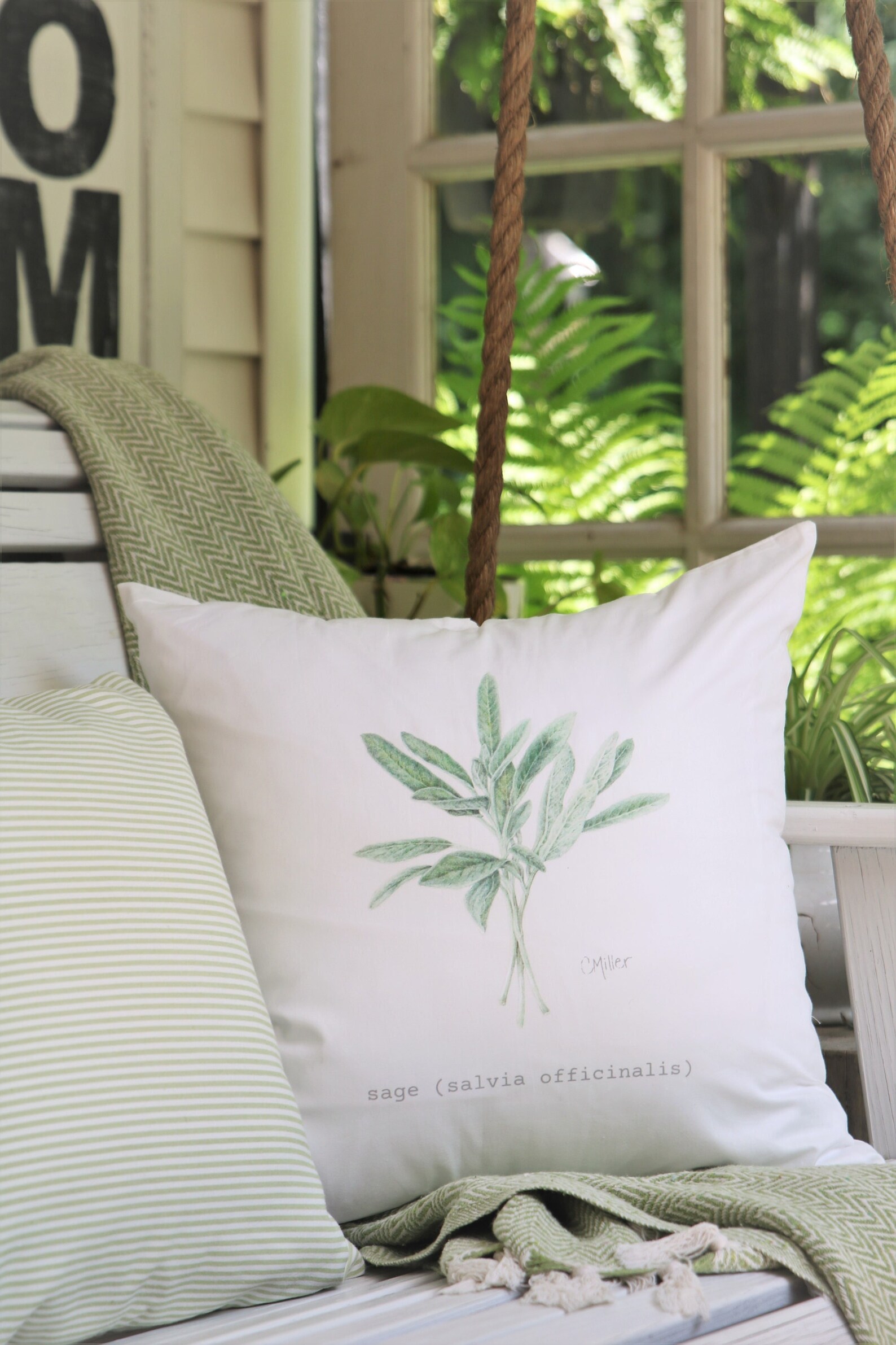 Sage Pillow Cover 18x 18 Pillow Cover Herb Etsy