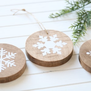 Wood Ornaments, Set of 3, Christmas Ornament, Farmhouse Ornament, Natural Wood Ornament, Tree Ornament, Christmas Tree Decor, Christmas Gift image 3