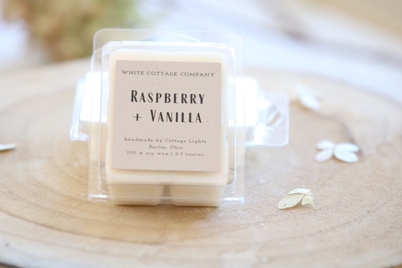 Hand Poured Soy Melts, Farmhouse Wax Melt, Mother's Day Gift, Gift For Her, White Candle, Scented Wax Melt, Women's Gift, Gift For Mom Raspberry + Vanilla
