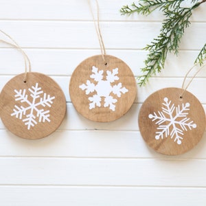 Wood Ornaments, Set of 3, Christmas Ornament, Farmhouse Ornament, Natural Wood Ornament, Tree Ornament, Christmas Tree Decor, Christmas Gift image 2