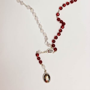 Divine Mercy Rosary Chaplet of Divine Mercy, White and Red Beads, Divine Mercy, Jesus Divine Mercy, Chaplet of Divine Mercy, Jesus Christ image 1