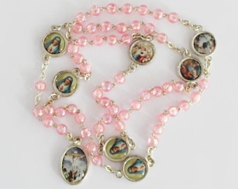 Servite Rosary Our Lady Of The Seven Sorrows Pink Pearl Beads Mater Dolorosa Chaplet of Seven Sorrows Handmade