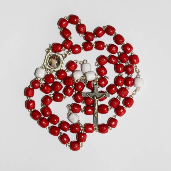 Precious Blood of Christ Chaplet Rosary Wood Beads, Precious Blood of Christ Chaplet, Precious Blood, Precious Blood of Christ, Chaplet