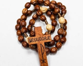 Wooden Rosary Beads Handcrafted in Medjugorje, Wood Rosaries on cord, Wooden Rosaries, Wood Beads Rosary, Wood Rosary, Rosary