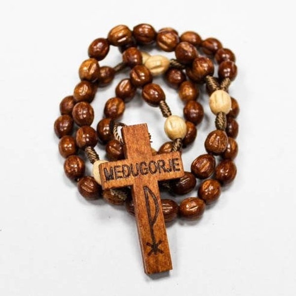 Wooden Rosary Beads Handcrafted in Medjugorje, Wood Rosaries on cord, Wooden Rosaries, Wood Beads Rosary, Wood Rosary, Rosary