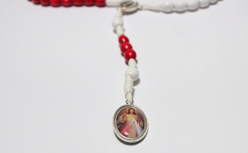 Reservation Divine Mercy Max 46% OFF Rosary Chaplet of Red Wood White and