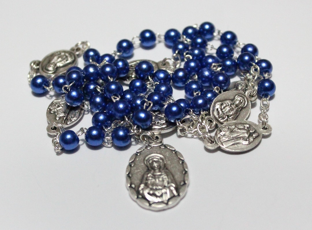 Servite Rosary Our Lady of the Seven Sorrows Blue Beads, Mater Dolorosa ...