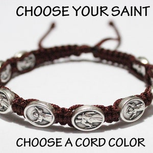 Elija su pulsera de santo y el color del cordón, pulsera católica, todos los santos, medalla religiosa, pulsera de santo, pulsera cristiana, joyería de santos