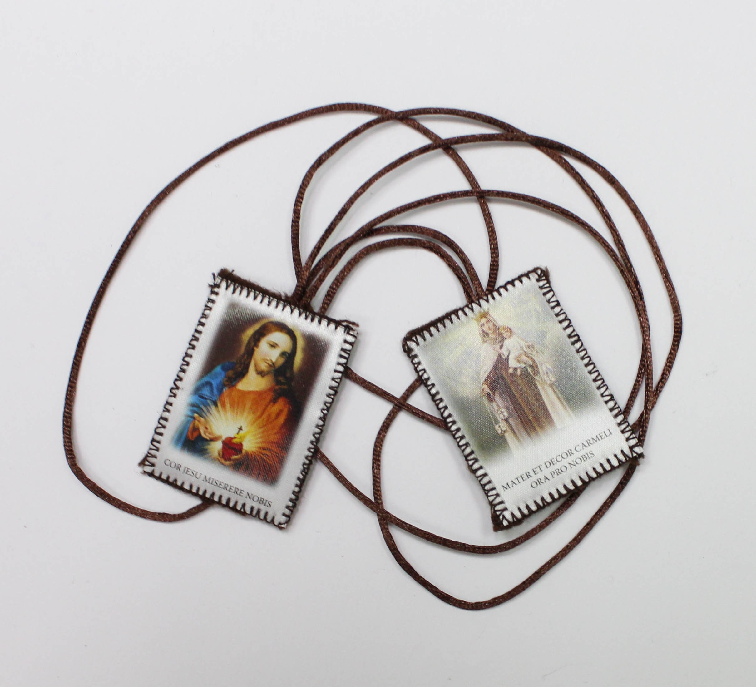 Scapular Our Lady of Mt.carmel and Sacred Heart of Jesus Brown | Etsy
