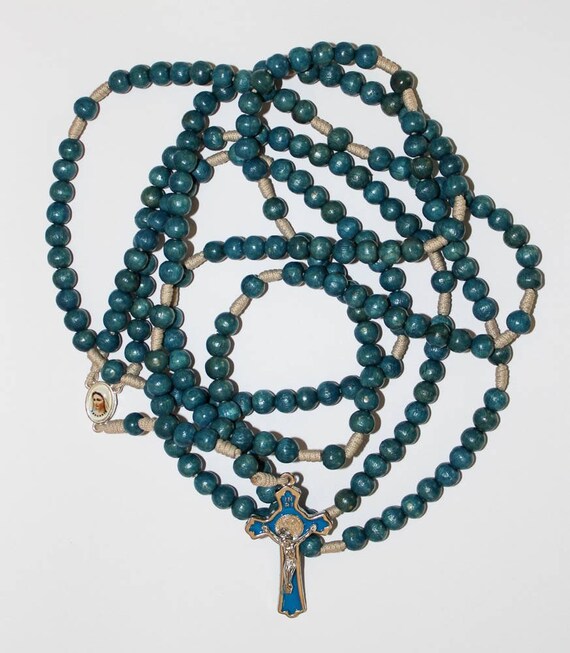 20 Decade Brown Wood Beads Rosary Holy Rosary of Sacred Mysteries+Gift Holy Card