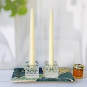 Gift for Rosh Hashanah, Shabbat and Holidays gift set, Gift for Jewish woman, Made in Israel gift, from Israel, Glass candleholders