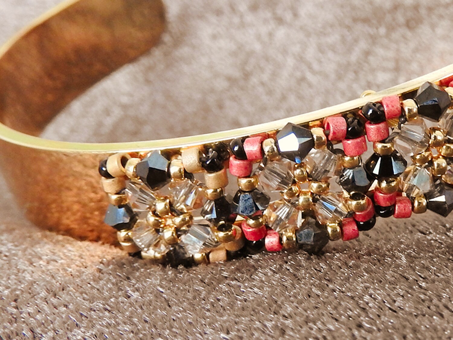 Golden Cuff Bracelet, With Swarovski Crystals - Etsy