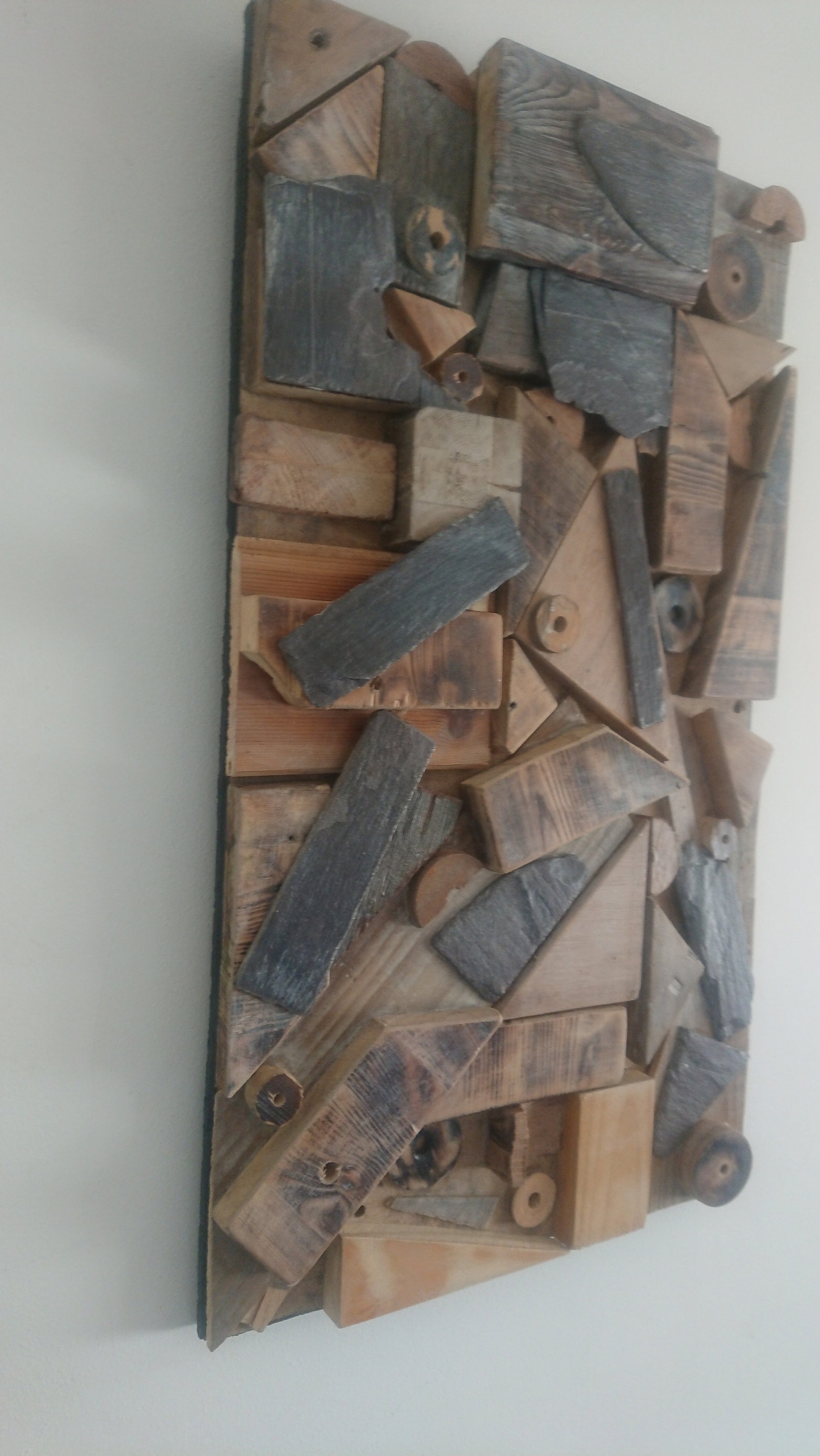 Rustic wall hung wood and slate wall art collage Etsy
