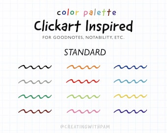 Paleta de colores estándar inspirada en Clickart para Goodnotes, Notability, etc. / Planificación digital, toma de notas, planificación digital para iPad