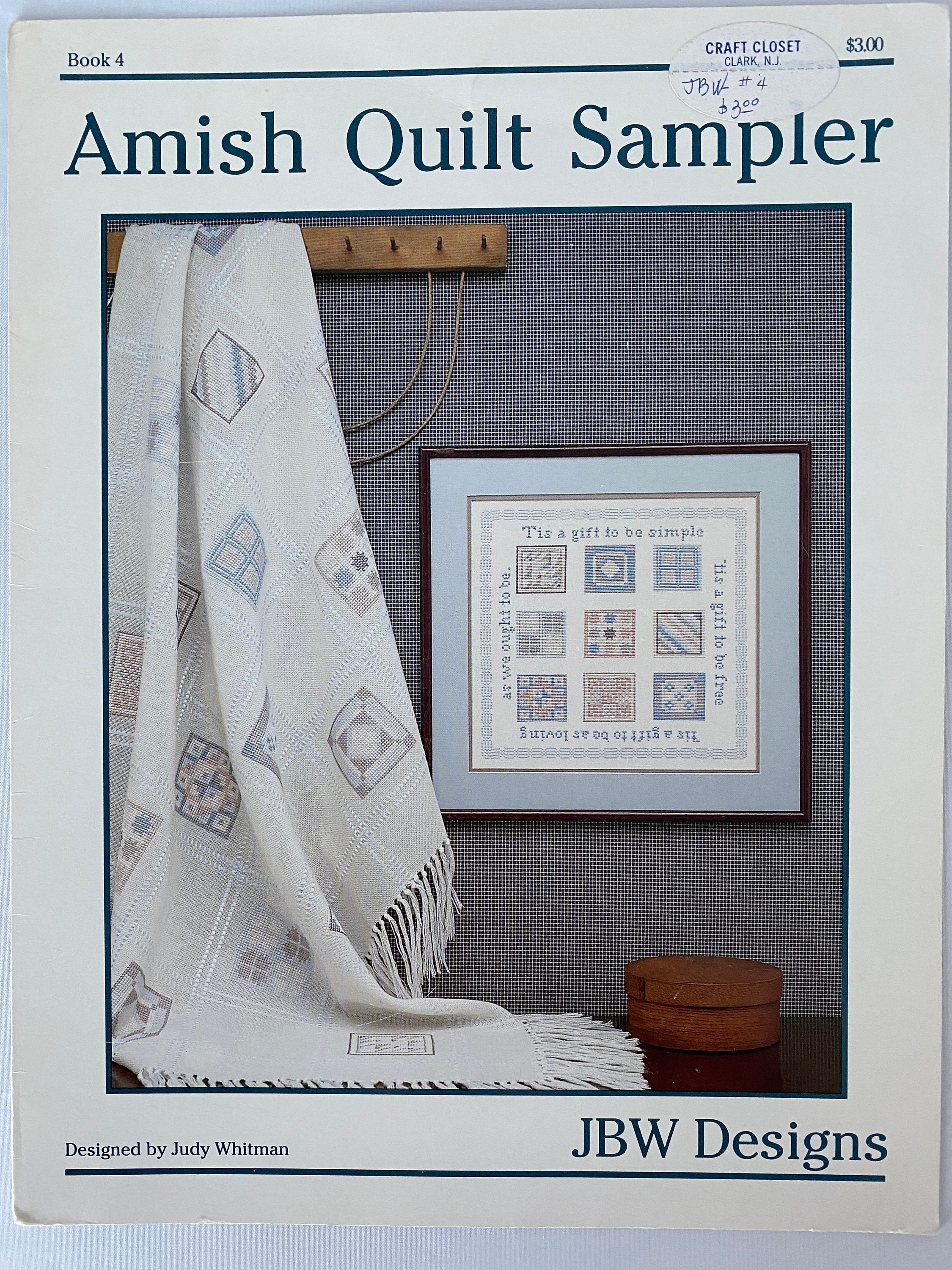 Vintage Cross Stitch JBW Designs Amish Quilt Sampler Judy | Etsy