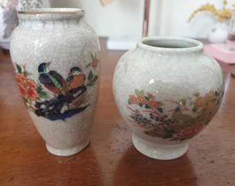 Pair of small vintage bud Japanese vases.