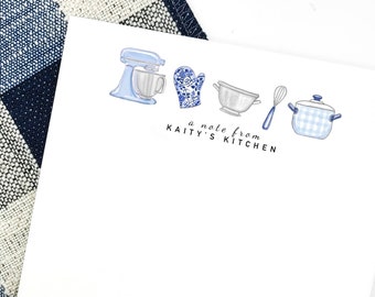 Kitchen Personalized Notepad | Baker Gift | Cook Custom Stationary | Chef Gift | Oven Mitt | Wisk | Kitchen Aide Mixer | gingham | cook gift