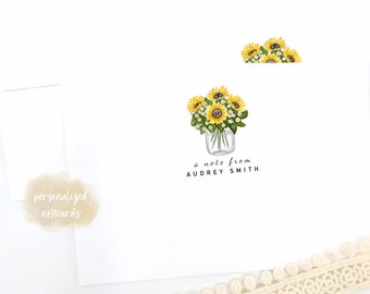 Sunflower Personalized Notecards | Sunflower Stationary  | Personalized Stationary | Sunflower Gifts | Fall Flowers | Flower cards |