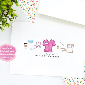 Nurse Personalized Notecards | Nurse Gift | Nursing School | Doctor Gift | Stethoscope | Heartbeat | Medical Notes | Nurse Appreciation
