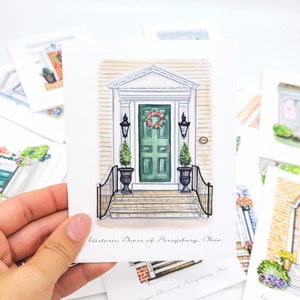 Historic Doors of Perrysburg Ohio Notecards with Envelopes | Watercolor Door Paintings |Cards | Stationary | Perrysburg Ohio | Ohio Art