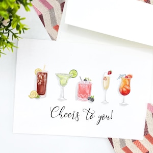 Cheers to You Cards | Celebration Note Card | Congratulations | Festive Cocktails Greeting Card | Birthday Card| 21st Birthday | Drinks Yay