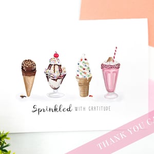 Ice Cream Thank You Cards | Ice Cream Theme | Ice Cream Pun | Punny Notecards | Ice Cream Party | Sprinkles | Birthday Party Thank You
