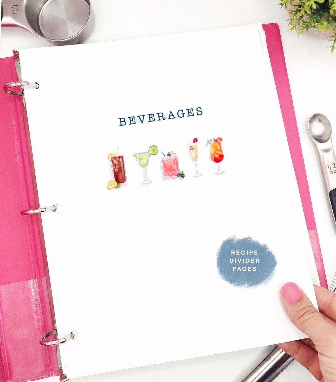 Recipe Book Page Dividers Cook Book Organization Kitchen Binder 