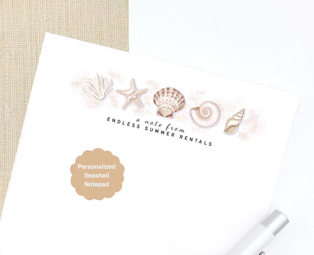 Shell Notepad Seashell Personalized Notepad, Seashell Stationery, Beach Lover, Beach ...