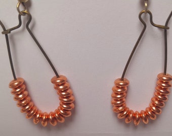 Copper Beaded Dangle Earrings