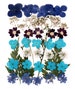 Pressed flowers in navy blue, hydrangea, baby's breath gypsophila, lace flower, verbena, foliage for floral art, craft 