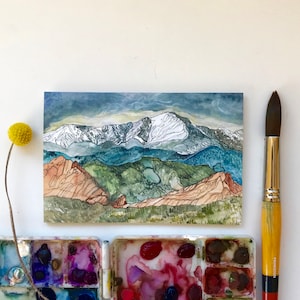 Cartão de felicitações Pikes Peak/ Cartão de agradecimento/ Cartão de montanha/ Cartão da natureza/ Cartão de eu te amo/ Cartão de aquarela/ Cartão Colorado Springs