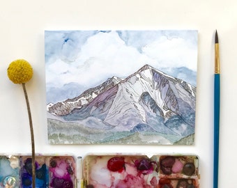 Spring on Mount Sopris Watercolor Greeting Card/ Colorado Card / Mountain Card /Nature Card/ I Love You Card/ Watercolor Card