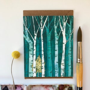 Tarjeta de acuarela de Little Aspen / Tarjeta de cumpleaños / Tarjeta de invierno / Tarjeta hecha a mano / Tarjeta de agradecimiento / Tarjeta de naturaleza / Tarjeta de acuarela / Tarjetas de Aspen